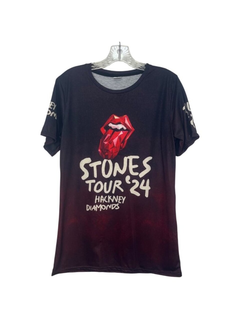 Rolling Stones Hackneyโ Diamonds Tour 24 Graphic Tshirt Small Black Red